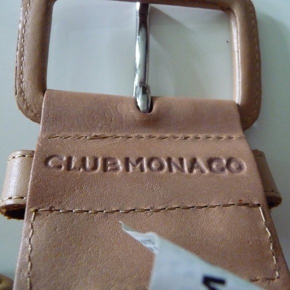 CLUB MONACO TWO WIDE BRAIDED GENUINE LEATHER/MOSS GREEN TAN/ BELTS SIZE …